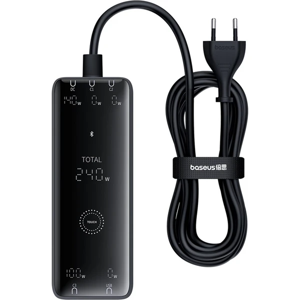 Nabíjacia stanica Baseus Digital Charger 240W GaN, 3x USB-C, USB + DC, 1m kábel čierna - Nabíjačky - Obrázok PIGE000L01
