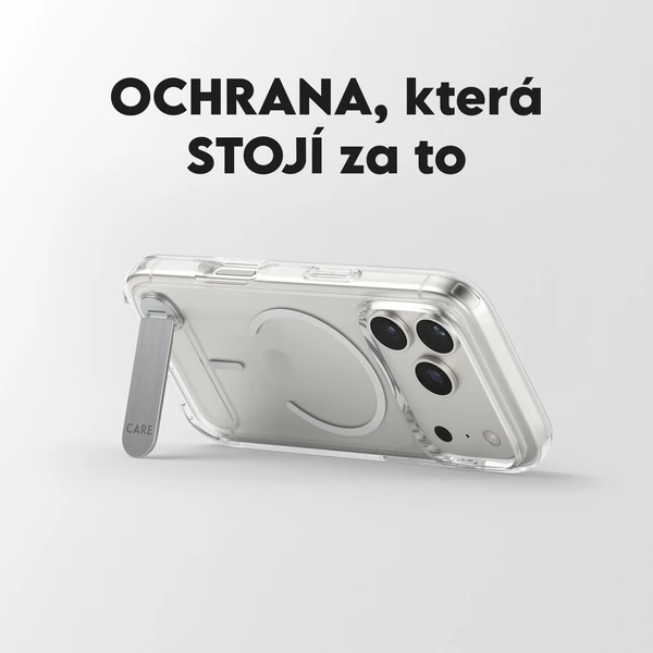 PanzerGlass® CARE Kickstand kryt s MagSafe Apple iPhone 17 Pro strieborný/biely - Puzdra - Obrázok PJDH000K01