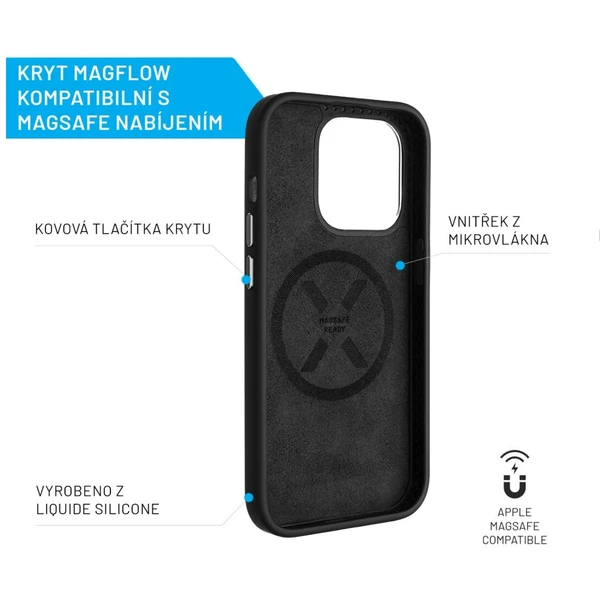 FIXED MagFlow s podporou Magsafe Apple iPhone 15 Pro Max čierny - Puzdra - Obrázok PNKS100501