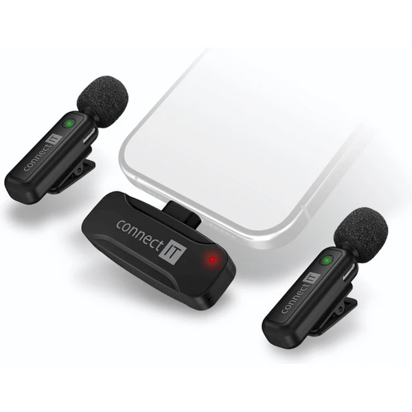 CONNECT IT Lavalier bezdrôtový mikrofón s USB-C (set) čierny - Mikrofóny - Hlavný obrázok