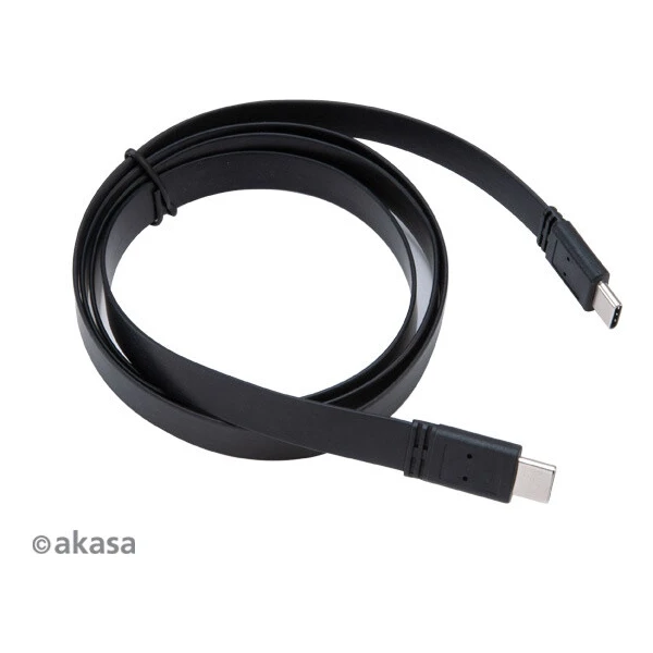 Akasa USB-C/USB-C plochý napájací kábel 1m čierny - Káble a redukcie - Hlavný obrázok