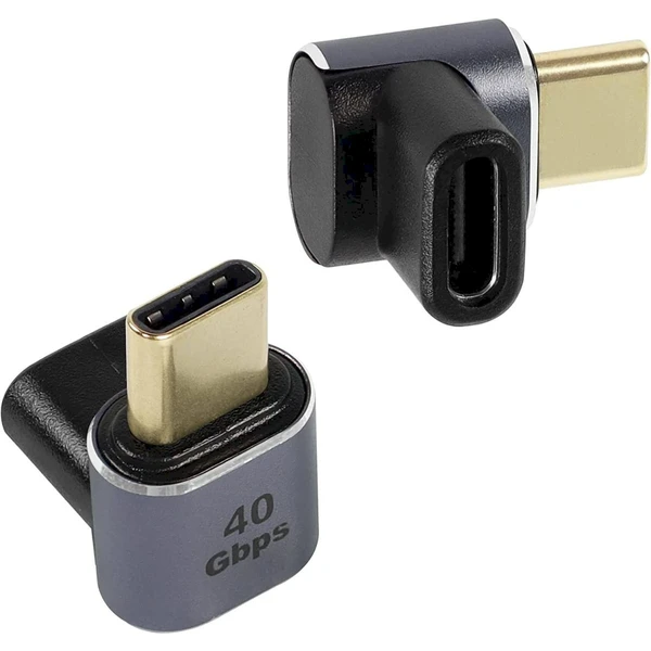 PremiumCord USB-C/USB-C redukcia so zahnutým konektorom sivá - Káble a redukcie - Hlavný obrázok