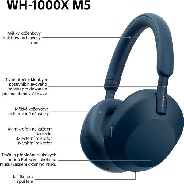 Sony WH-1000XM5 bezdrôtové slúchadlá modrá - Slúchadlá - Obrázok PT2H000K01