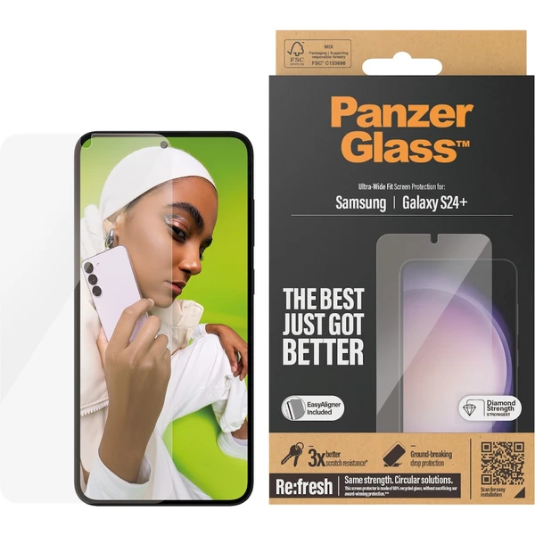 PanzerGlass Ultra-Wide Fit Samsung Galaxy S24+/S25+ s inštalačným rámčekom - Ochranné fólie a sklo - Obrázok PT51000P01