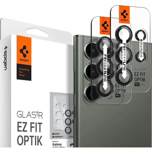 Spigen Glass EZ Fit Optik Pro 2 Pack tvrdené sklo na fotoaparát Samsung Galaxy S23 Ultra - Ochranné fólie a sklo - Hlavný obrázok