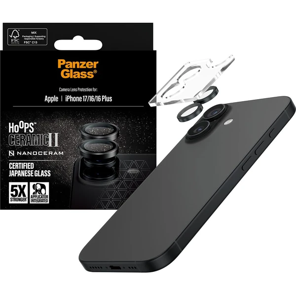 PanzerGlass® Hoops Ceramic II sklá Apple iPhone 17/16/16 Plus - Ochranné fólie a sklo - Obrázok PUEH000K01