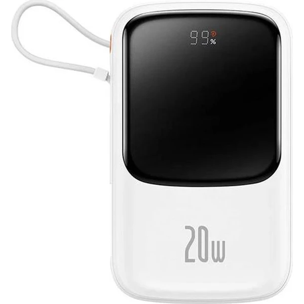 E-shop Baseus Qpow Pro 10000mAh, 20W, s káblom Lightning biela
