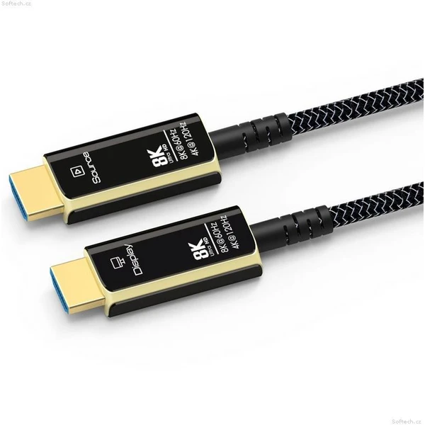 PremiumCord HDMI 2.1/HDMI 2.1 optický kábel s ethernetom 8K 5m čierny/biely - Káble a redukcie - Obrázok PXR8700301