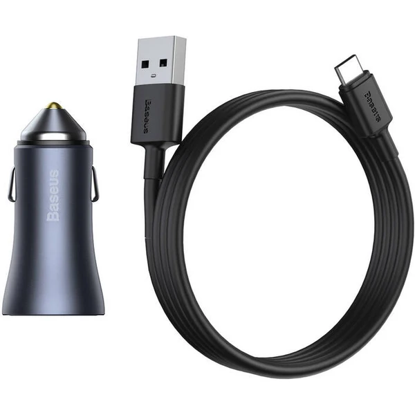 Baseus Golden Contactor Pro 40W USB-C nabíjačka do auta šedá - Nabíjačky - Obrázok PXTL000K01