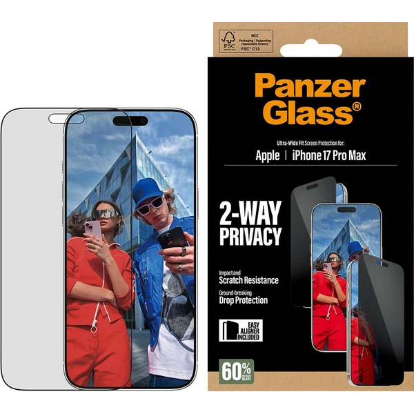 PanzerGlass® Privacy sklo Apple iPhone 17 Pro Max s inštalačným rámčekom - Ochranné fólie a sklo - Hlavný obrázok