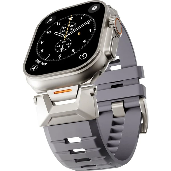 Epico Rubber Pro remienok s nerezovým zapínaním pre Apple Watch 49/46/45/44/42mm sivý - Remienky - Hlavný obrázok