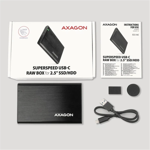 AXAGON EE25-A6C externý box, čierny - Externé boxy - Obrázok PZS6000701
