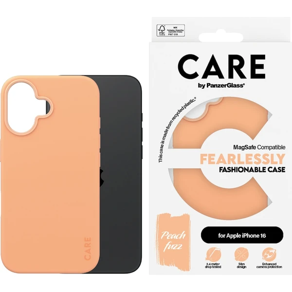 PanzerGlass® CARE kryt Apple iPhone 16 MagSafe Fearlessly broskyňový - Puzdra - Obrázok Q008000P01