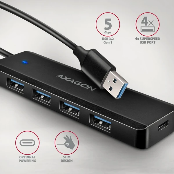 AXAGON HUE-C1A 4v1 USB-A húb - USB huby - Obrázok Q0W3000L01