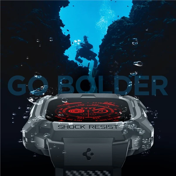 Spigen Rugged Armor Pro remienok s puzdrom Apple Watch Ultra 3/2/1 (49mm) sivý - Remienky - Obrázok Q1A1000P01