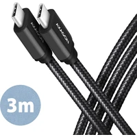 AXAGON BUCM3-CM30AB napájací kábel USB-C/USB-C 60W 3m čierny - Káble a redukcie