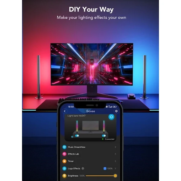 Govee Smart Gaming Light Bars LED Panely + Smart Dual ovládač - Inteligentné osvetlenie - Obrázok Q1S6000L01