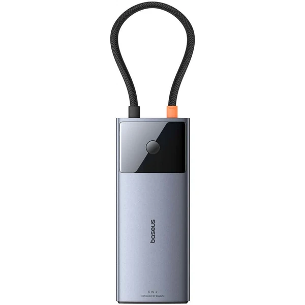 Baseus Dokovacia stanica Metal Gleam 2 Series 6v1 sivá (2xUSB 3.0, USB-C, USB-C PD, HDMI, Ethernet R - Dokovacie stanice - Obrázok Q1U5000N01