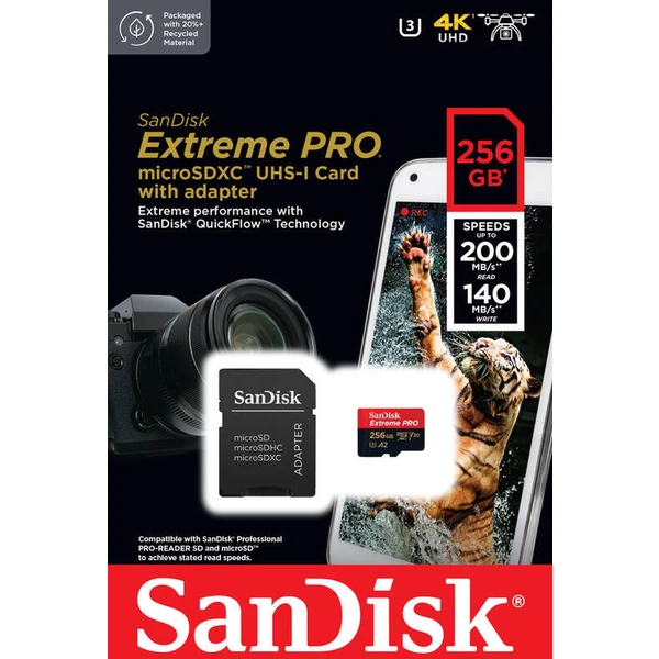 SanDisk Extreme PRO microSDXC 256GB + SD adaptér - Pamäťové karty - Obrázok Q232000P01