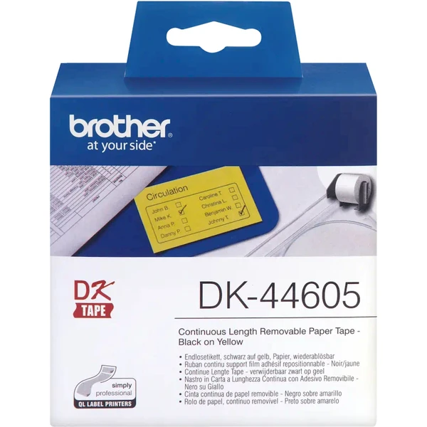 Brother DK-44605 štítok čierna na žltej s odnímateľným lepidlom 62 mm - Pásky pre štítkovače - Obrázok Q2I9000P01