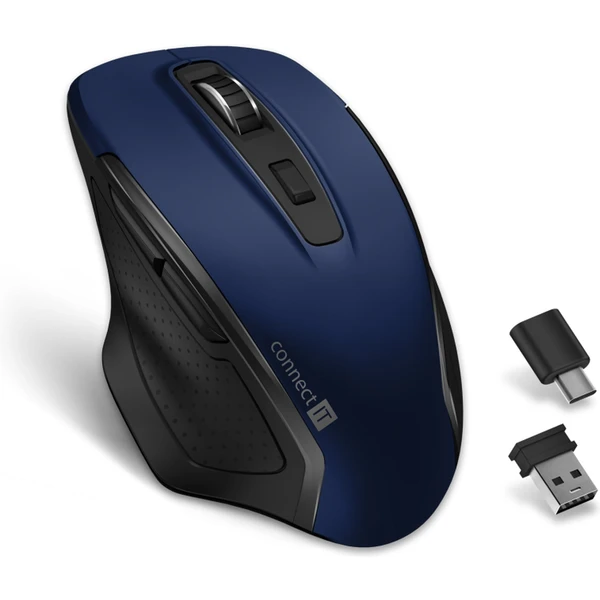 CONNECT IT Dual SmartSwitch bezdrôtová myš, USB-A + C (+1x AA batéria zadarmo) modrá - Myši - Hlavný obrázok