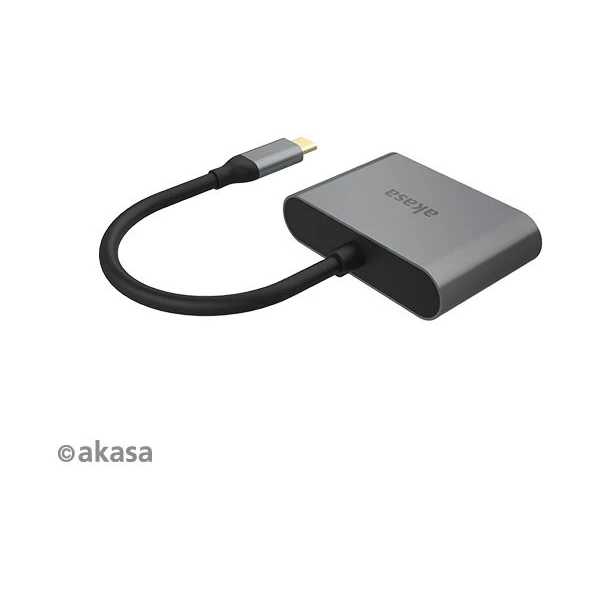 Akasa USB-C/HDMI + VGA redukcia 0,18 m sivá - Káble a redukcie - Obrázok Q35X600301