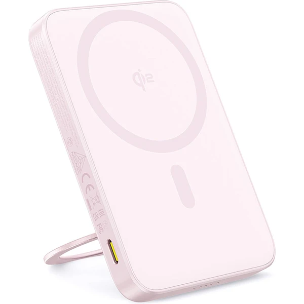 Powerbanka Baseus PicoGo Qi2 s otočným stojanom a bezdrôtovým nabíjaním 5000mAh 20W USB-C ružová - Powerbanky - Obrázok Q3AE000N01