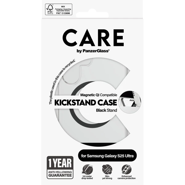 PanzerGlass® CARE kryt Samsung Galaxy S25 Ultra číry/čierny Kickstand & QI - Puzdra - Obrázok Q3FC000J01