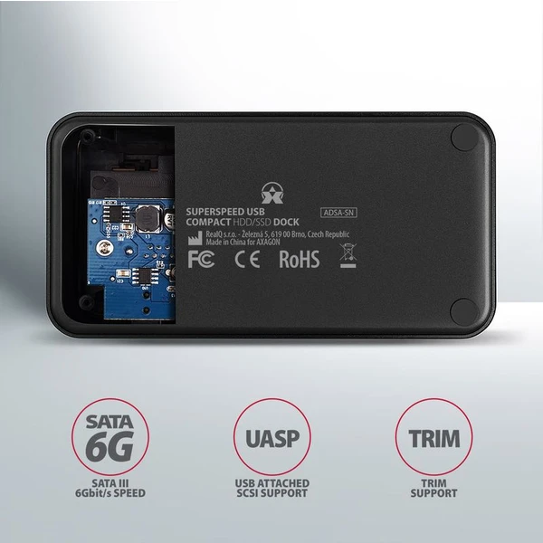 AXAGON ADSASN USB 3.2 Gen1 SATA 6G 2.5'/3.5' HDD/SSD dokovacia stanica - Externé boxy - Obrázok Q3GV000501