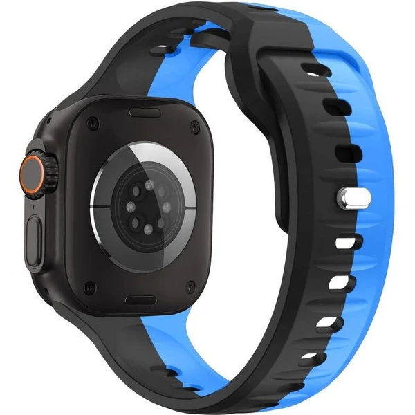 CubeNest Premium Silicon Band remienok Apple Watch 42-49 mm čierny/modrý - Remienky - Obrázok Q3UD000O01