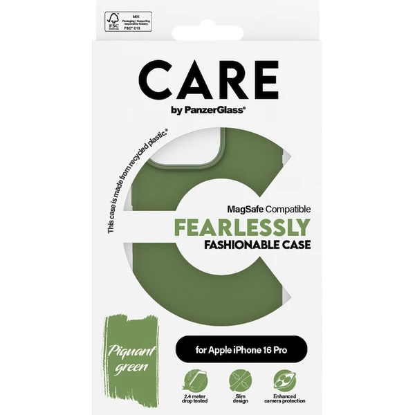 PanzerGlass® CARE kryt Apple iPhone 16 Pro MagSafe Fearlessly zelený - Puzdra - Obrázok Q408000P01