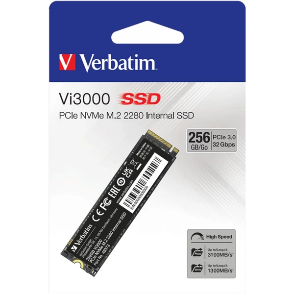 VERBATIM SSD Vi3000 Internal PCIe NVMe M.2 SSD 256GB - SSD - Obrázok Q463000O01