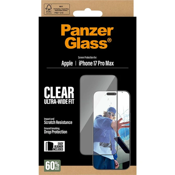 PanzerGlass® Ultra-Wide Fit sklo Apple iPhone 17 Pro Max s inštalačným rámčekom - Ochranné fólie a sklo - Obrázok Q4KH000K01