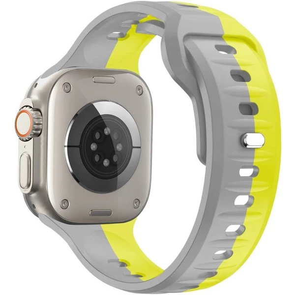 CubeNest Premium Silicon Band remienok Apple Watch 42-49 mm sivý/žltý - Remienky - Obrázok Q4UD000O01