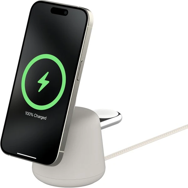 Belkin BOOST CHARGE™ PRE Qi2 15W 2v1 Nabíjací MagSafe stojanček pre iPhone/Apple Watch/AirPods pieso - Nabíjačky - Obrázok Q4ZM000K01