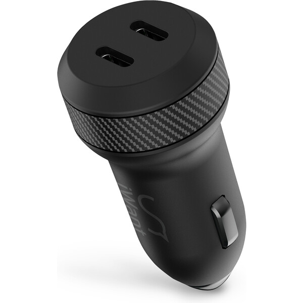 iWant dvojitá USB-C auto nabíjačka 60W čierna