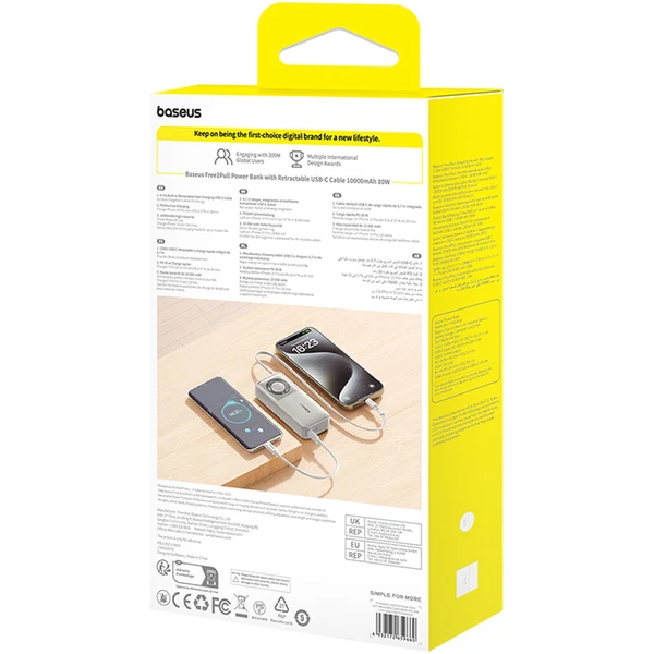 Powerbanka Baseus OS Free2Pull 10000mAh 30W sivá - Powerbanky - Obrázok Q5AE000N01