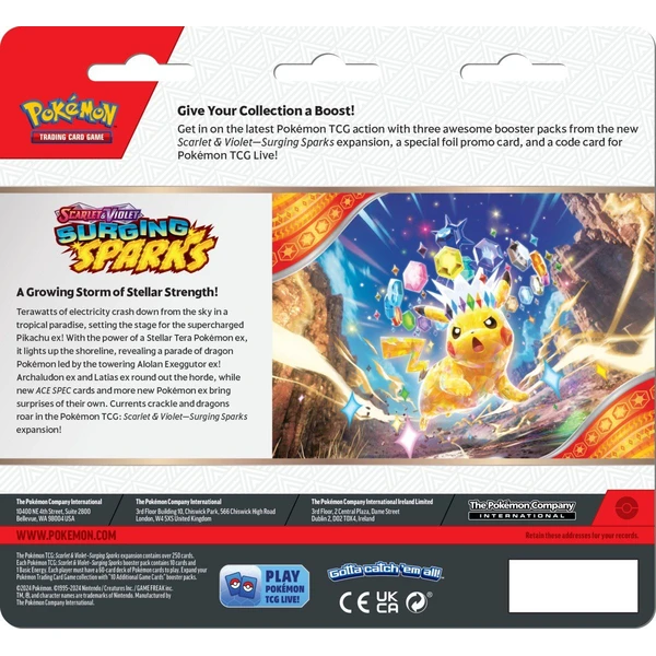 Pokémon TCG: SV08 Surging Sparks - 3 Blister Booster - Pokémon karty - Obrázok Q5H7000K01