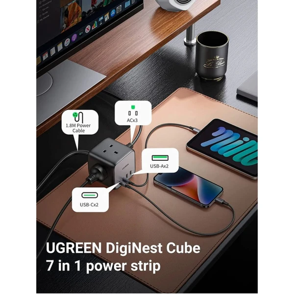 UGREEN DigiNest Cube 65W nabíjacia kocka s GaN - Zásuvky - Obrázok Q790000N01