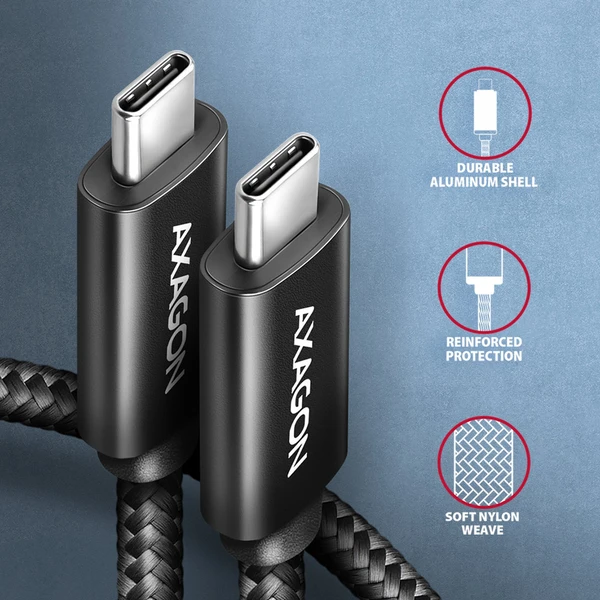 AXAGON BUCM4X-CM10AB USB-C/USB-C napájací kábel 8K 240W 1m čierny - Káble a redukcie - Obrázok Q7O0000J01