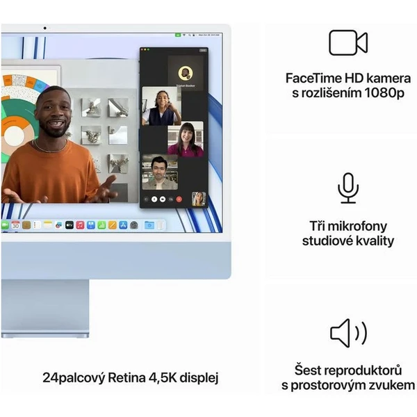 CTO Apple iMac 24" (2023) / Blue / 16GB / Mouse / SK KLV / Stojan / 256GB SSD / Bez ethernetu - All-in-one - Obrázok Q7R2000P01