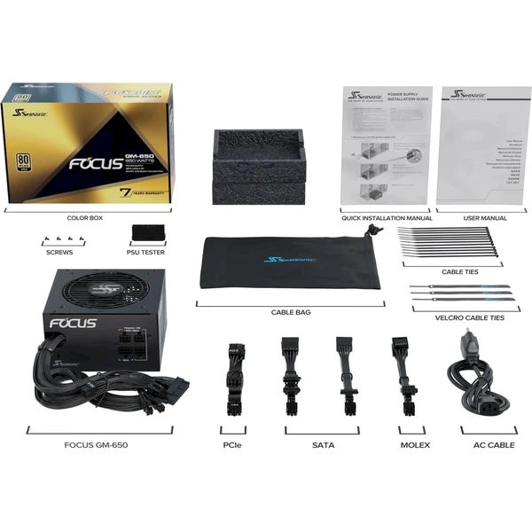 Seasonic Focus Gold - 650W semi-modular - Zdroje - Obrázok Q84C000L01