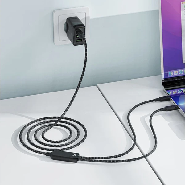 Acefast USB-C 2v1 100W inteligentný nabíjací dátový kábel, 1,2m - Káble - Obrázok Q8ZB000J01