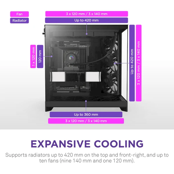 NZXT H9 Flow čierna - Počítačové skrine - Obrázok Q97K000K01