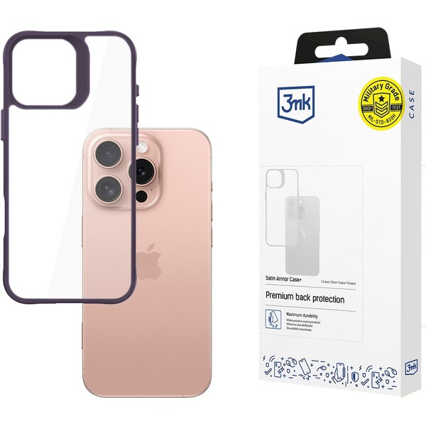 3mk ochranný kryt Satin Armor Case+ pre Apple iPhone 16 Pro fialová