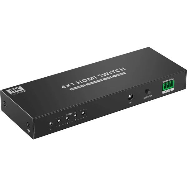 PremiumCord HDMI switch 4:1 s podporou rozlíšenia 8K @ 60Hz, 4K @ 120Hz, 1080P, HDR, s ovládaním tla - Ostatné - Hlavný obrázok