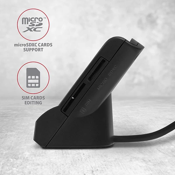 AXAGON CRESM2 USB externá čítačka 4slot Smart card/ID card + SD/microSD/SIM - Čítačky čipových kariet - Obrázok Q9ZHF00101
