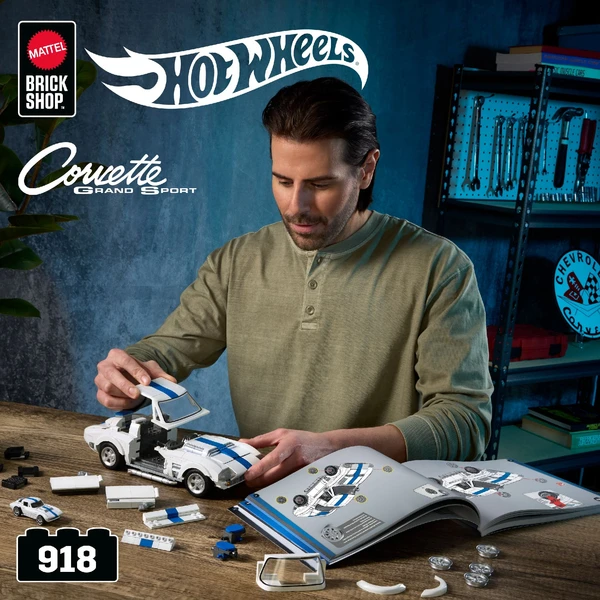 Mattel Brick Shop zostaviteľný model Hot Wheels - Corvette Grand Sport (Elite series) - Stavebnica - Obrázok QA6L000K01