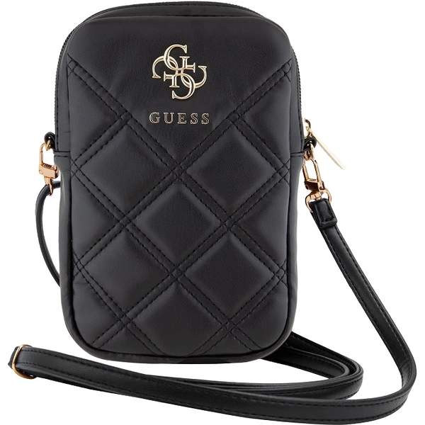 Guess PU Quilted 4G Metal Logo Wallet Phone Bag Zipper čierny - Popruhy a crossbody - Hlavný obrázok