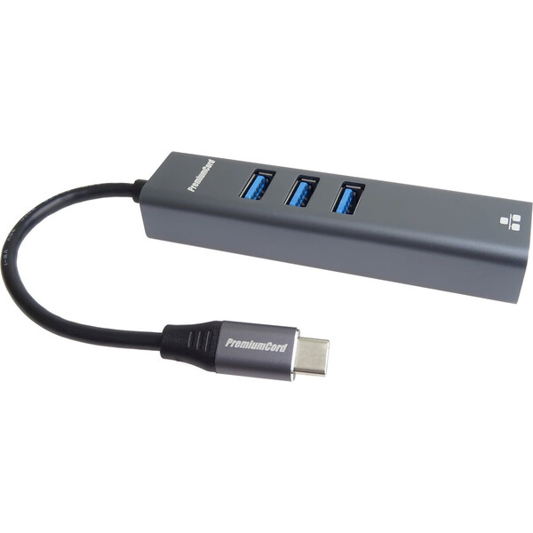 PremiumCord 4v1 USB-C Hub antracitový - USB huby - Obrázok QA8L000K01